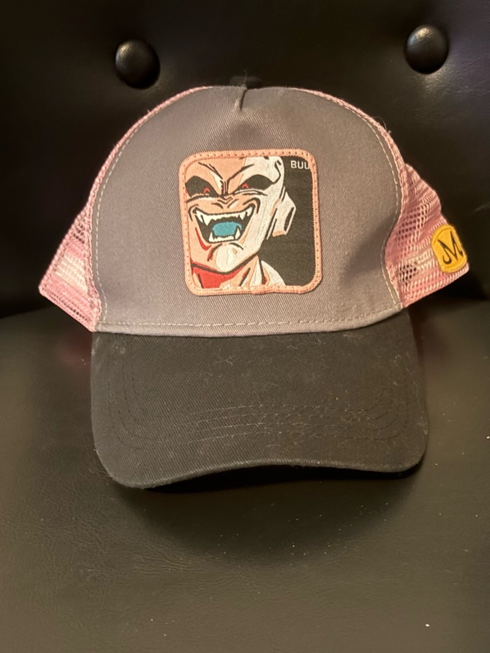 Pink & Gray Mesh Trucker Hat with Graphic Patch